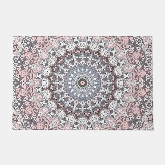 Pink Grau-Weiß-Mandala-Muster Fußmatte (Vorderseite)