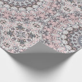 Pink Grau-Weiß-Mandala-Muster Geschenkpapier (Ecke)