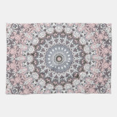 Pink Grau-Weiß-Mandala-Muster Geschirrtuch (Horizontal)