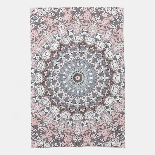 Pink Grau-Weiß-Mandala-Muster Geschirrtuch (Vertikal)