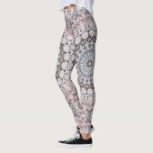 Pink Grau-Weiß-Mandala-Muster Leggings (Links)