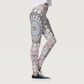 Pink Grau-Weiß-Mandala-Muster Leggings (Rechts)