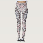 Pink Grau-Weiß-Mandala-Muster Leggings (Vorderseite)