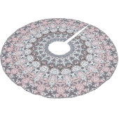 Pink Grau-Weiß-Mandala-Muster Polyester Weihnachtsbaumdecke (Schrägansicht)