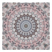 Pink Grau-Weiß-Mandala-Muster Poster (Vorderseite)