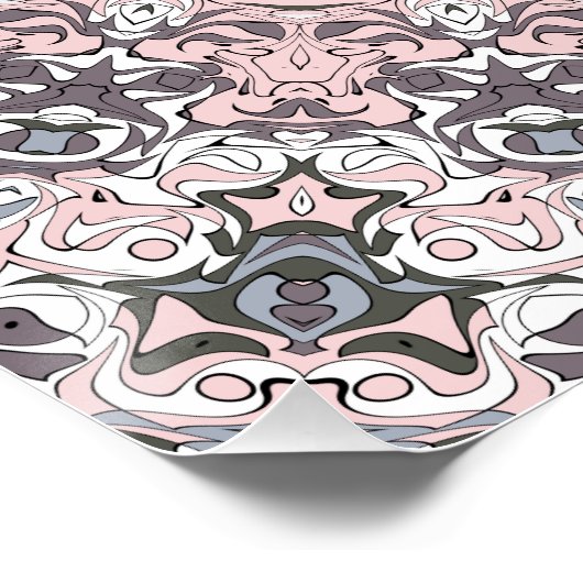 Pink Grau-Weiß-Mandala-Muster Poster (Ecke)