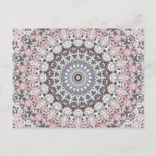 Pink Grau-Weiß-Mandala-Muster Postkarte