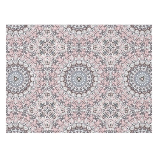 Pink Grau-Weiß-Mandala-Muster Tischdecke (Vorderseite (Horizontal))