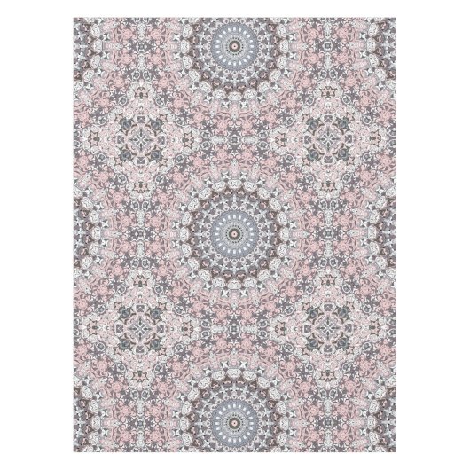 Pink Grau-Weiß-Mandala-Muster Tischdecke (Vorderseite)