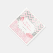 Pink & Grau Zickzack Ballerina Babydusche Serviette (Ecke)