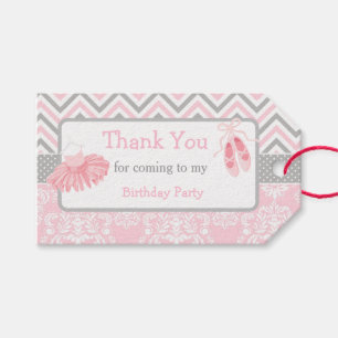 Pink & Grau Zickzack Ballerina Danke für Ihr Gesch Geschenkanhänger