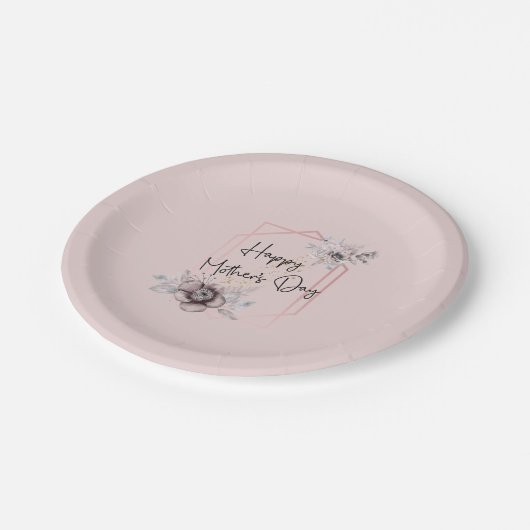 Pink-graue Blumenmutter Tageszeitung Teller (Schrägansicht)