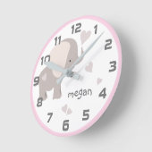 Pink-Graue Elefantenmauer Runde Wanduhr (Winkel)