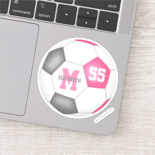 Pink-graue Fußballmädchen personalisiert Aufkleber