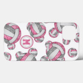 Pink-graue Mädchen Volleyballs Mustergeschenke Case-Mate iPhone Hülle (Rückseite (Horizontal))