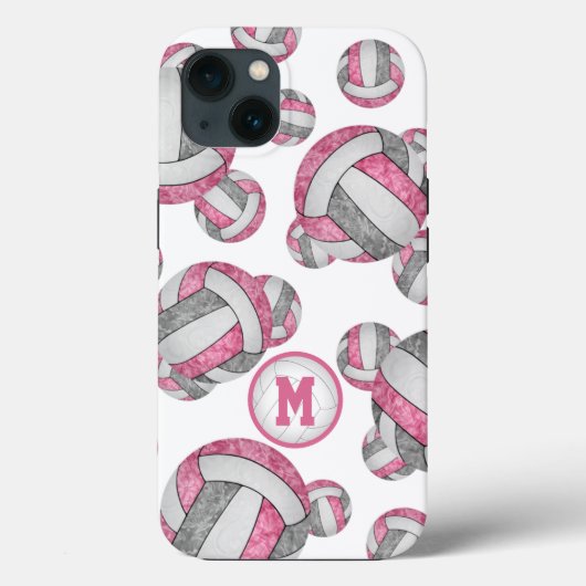 Pink-graue Mädchen Volleyballs Mustergeschenke Case-Mate iPhone Hülle (Rückseite)