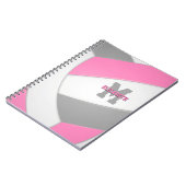 Pink-graue personalisierte Gürtelvolleyball Notizblock (Linke Seite)
