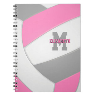 Pink-graue personalisierte Gürtelvolleyball Notizblock