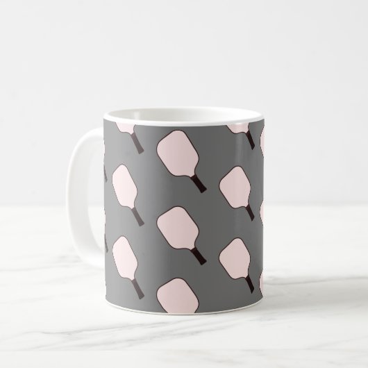 Pink-graue Pickleball-Tasse Kaffeetasse (Vorderseite Links)
