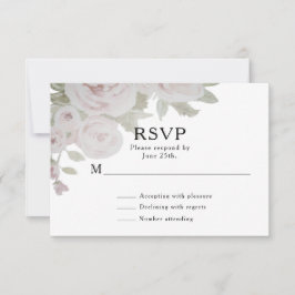 Pink-graue Rose Blumenwasser Hochzeit RSVP Karte
