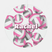 Pink-graue Volleyballs mit Athleten Namensgewähr Ornament Aus Metall (Vorderseite)