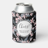 Pink & Graue Wasserfarbenmuster Hochzeit Dosenkühler (Kanne Rückseite)