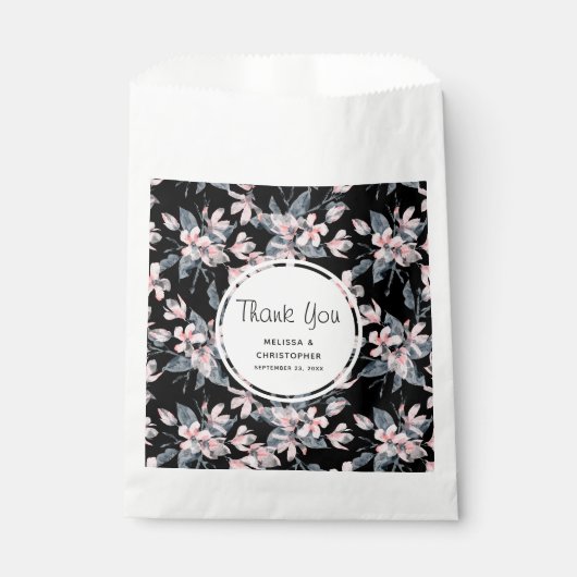 Pink & Graue Wasserfarbenmuster Hochzeit Geschenktütchen (Vorderseite)