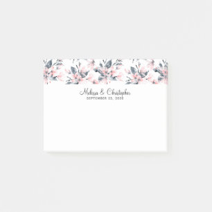 Pink & Graue Wasserfarbenmuster Hochzeit Post-it Klebezettel