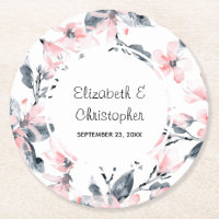 Pink & Graue Wasserfarbenmuster Hochzeit