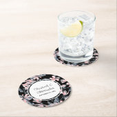 Pink & Graue Wasserfarbenmuster Hochzeit Runder Pappuntersetzer (Vor Ort)