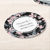 Pink & Graue Wasserfarbenmuster Hochzeit Runder Pappuntersetzer (Angewinkelt)