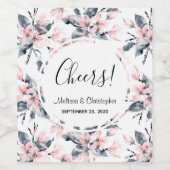Pink & Graue Wasserfarbenmuster Hochzeit Weinetikett (Einzelnes Label)