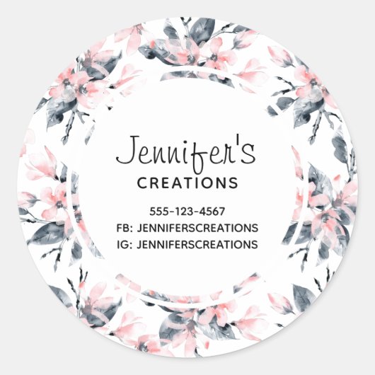 Pink & Graue Wasserfarbenmuster Runder Aufkleber (Vorderseite)