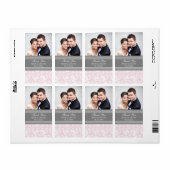 Pink-graues Damask-Foto Hochzeitsmarken (Vorne)