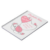 Pink-graues niedliches Raupe-Baby-Gehirn Notizblock (Linke Seite)