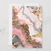 Pink, Gray and Gold Marble Agate Birthday Party Dankeskarte (Rückseite)