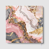 Pink, Gray and Gold Marble Agate Birthday Party Gästebuch (Rückseite)