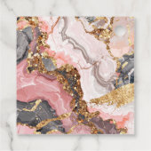 Pink, Gray and Gold Marble Agate Birthday Party Geschenkanhänger (Rückseite)
