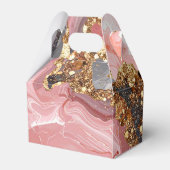 Pink, Gray and Gold Marble Agate Birthday Party Geschenkschachtel (Rückseite)