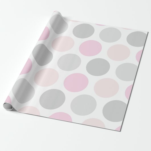 Pink Gray and Skin Tone Polka Dots Wrapping Paper Geschenkpapier (Ungerollt)