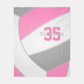 Pink Gray and White Girls Volleyball Personalized Fleecedecke (Vorderseite)