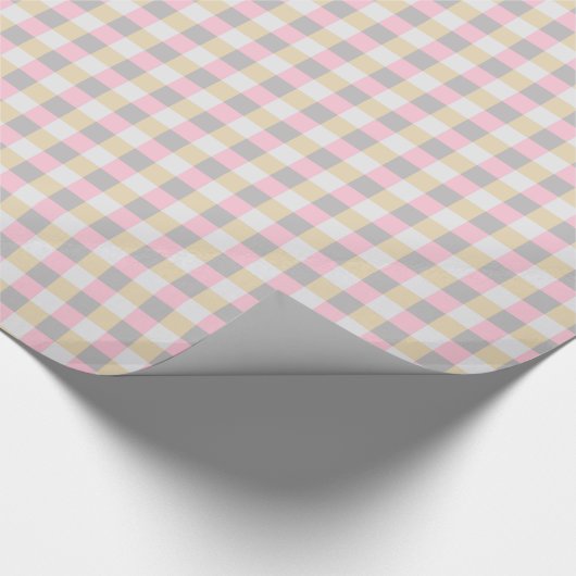 Pink Gray And Yellow Gingham  Geschenkpapier (Ecke)