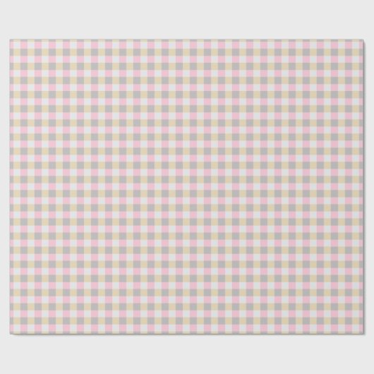 Pink Gray And Yellow Gingham  Geschenkpapier (Flach)