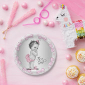 Pink Gray Baby Duschpapier Teller (Party)