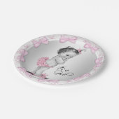 Pink Gray Baby Duschpapier Teller (Schrägansicht)