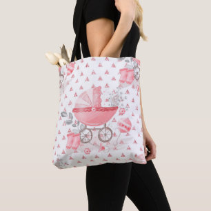 PINK & GRAY BABY GIRL PASTEL PRAM HINTERN TASCHE