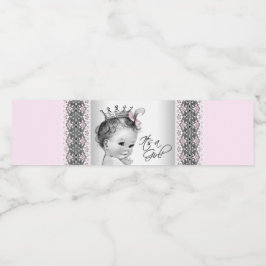 Pink Gray Baby Girl Water Bottle Labels Wasserflaschenetikett