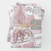 PINK & GRAY BABY MÄDCHENSPIELZEUGE HÖREN BLUME GESCHENKPAPIER SET (Beispiel)