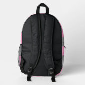 Pink & Gray Backpack With Abstract Squares Stripes Bedruckter Rucksack (Rückseite)