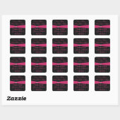 Pink Gray Black Damask Wedding Favor Sticker (Blatt)